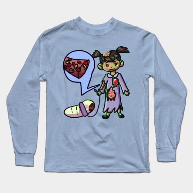 Sad Zombie Girl Long Sleeve T-Shirt by Kenners